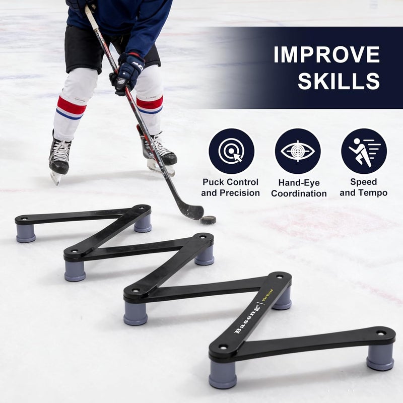 Baseng Hockey Stick Handling Trainer | Adjustable Hockey Training Equipment for Puck Control, Hand-Eye Coordination & Reaction Time | Portable On/Off Ice Trainer for All Ages,5/7 Sections - Image 3